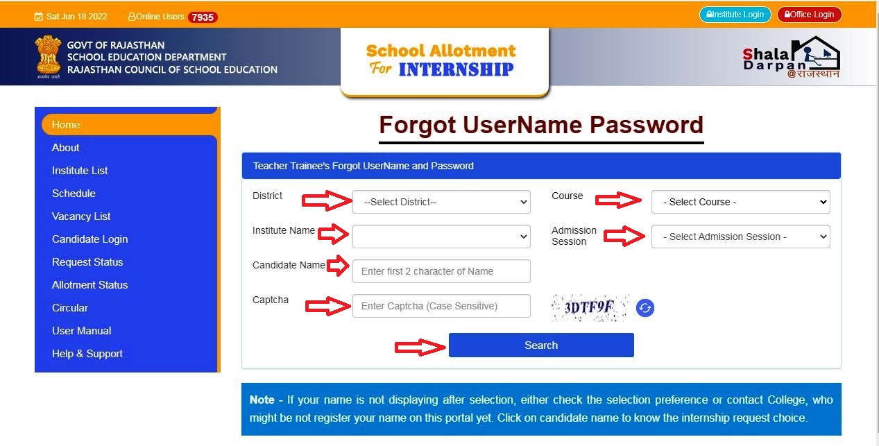 Sala Darpan Forgot Password
